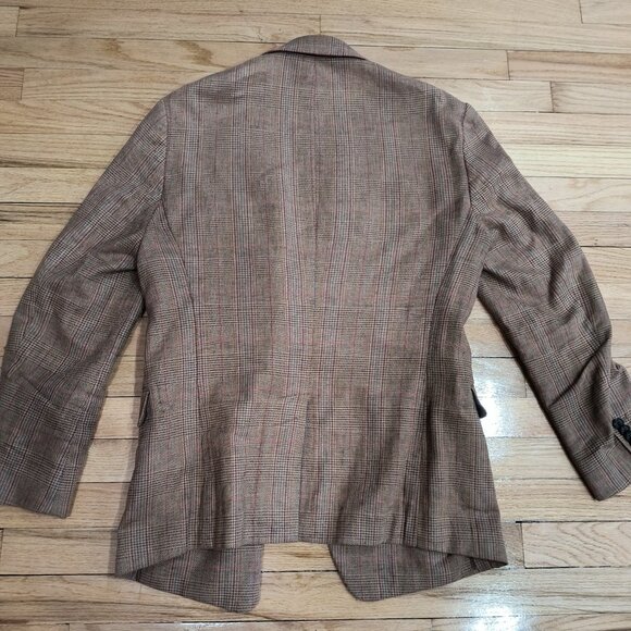 Banana Republic Men's Linen Blend Blazer - Brown Plaid - Size 38R - Picture 4 of 4
